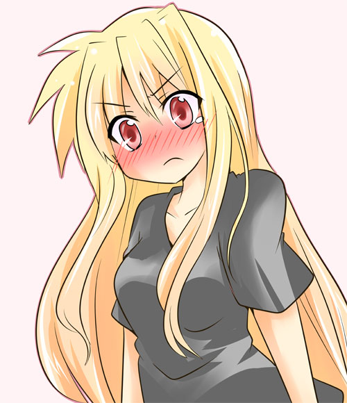 00s 1girl altorealize angry blonde_hair blush fate_testarossa female_focus long_hair lyrical_nanoha mahou_shoujo_lyrical_nanoha red_eyes solo very_long_hair