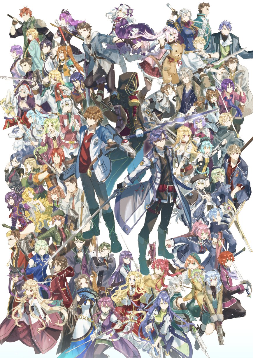 6+boys 6+girls :d absolutely_everyone agate_crosner alex_dudley alfin_reise_arnor alisa_reinford altina_orion angelica_rogner animal_ears aqua_coat aqua_headwear aqua_necktie aqua_scarf arios_maclaine arm_up armor ascot ash_carbide aurelia_le_guin baton belt beret black_capelet black_choker black_coat black_dress black_gloves black_hair black_headwear black_pants black_pantyhose black_ribbon black_shirt blonde_hair blue_coat blue_eyes blue_hair blue_headwear blue_jacket blue_skirt blue_sleeves boots bow bowtie breastplate brown_coat brown_gloves brown_hair brown_vest c_(eiyuu_densetsu) capelet cat_ears celine_(eiyuu_densetsu) celine_(sen_no_kiseki) choker claire_rieveldt closed_mouth coat cropped_jacket crow_armbrust dark_blue_hair detached_sleeves dog dog_tags double_blade dress drill_hair dual_wielding duvalie eiyuu_densetsu elie_macdowell elise_schwarzer elliot_craig emma_millstein epaulettes estelle_bright everyone eyepatch fake_animal_ears falcom fie_claussell fran_seeker frilled_skirt frills fur-trimmed_jacket fur_trim gaius_worzel george_nome glasses gloves goggles goggles_on_head gradient_hair green_ascot green_eyes green_hair green_headwear green_jacket green_skirt green_vest grey_coat grey_hair grey_jacket grey_vest gun gunblade hair_bow hair_bun hair_ornament hair_ribbon hairclip hajimari_no_kiseki hand_fan handgun hat headpiece heterochromia highres holding holding_fan holding_gun holding_shield holding_staff holding_sword holding_weapon hood hood_up hooded_coat hooded_jacket hwhh ilya_platiere jacket joshua_bright juna_crawford jusis_albarea kea_(eiyuu_densetsu) kloe_rinz kurt_vander lab_coat lapis_rosenberg laura_s._arseid lechter_arundel light_brown_hair lloyd_bannings long_braid long_hair long_sleeves looking_at_viewer machias_regnitz maid mask medium_hair millium_orion miniskirt mireille_(eiyuu_densetsu) mueller_vander multicolored_hair multiple_boys multiple_girls musse_egret nadia_rayne neck_ribbon necktie noel_seeker olivert_reise_arnor open_clothes open_coat open_jacket open_mouth orange_coat orange_hair pants pantyhose pink_dress pink_hair plaid_clothes plaid_skirt pleated_skirt polearm ponytail purple_coat purple_hair purple_shirt purple_vest randolph_orlando rapier rean_schwarzer red_belt red_bow red_coat red_dress red_eyes red_hair red_necktie red_ribbon red_shirt red_skirt renne_(eiyuu_densetsu) ribbon rixia_mao roselia_millstein sailor_collar sara_valestein scarf scherazard_harvey semi-rimless_eyewear sergei_lou sharon_kreuger shield shirt short_hair short_hair_with_long_locks shoulder_armor side_ponytail simple_background single_side_bun skirt sleeveless sleeveless_dress smile sonya_balz staff streaked_hair stuffed_animal stuffed_toy swin_abel sword teddy_bear thors_military_academy_branch_campus_uniform tio_plato tita_russell toval_randonneur towa_herschel twin_drills twintails under-rim_eyewear vest victor_s._arseid vita_clotilde wald_valles wallace_bardias wazy_hemisphere weapon white_background white_coat white_dress white_hair white_jacket white_sailor_collar white_shirt white_skirt white_vest yellow_eyes yellow_jacket yellow_vest zeit