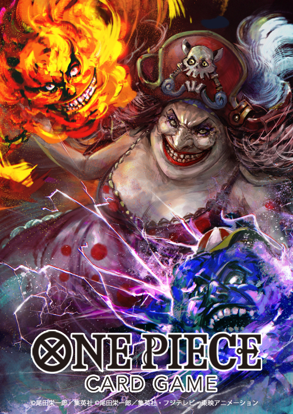 1girl charlotte_linlin commentary_request copyright_name dress electricity evil_grin evil_smile fire from_above grin hat hayaken_sarena long_dress looking_at_viewer official_art one_piece one_piece_card_game pink_dress pink_hair pirate_hat prometheus_(one_piece) red_lips skull smile v-shaped_eyebrows zeus_(one_piece)