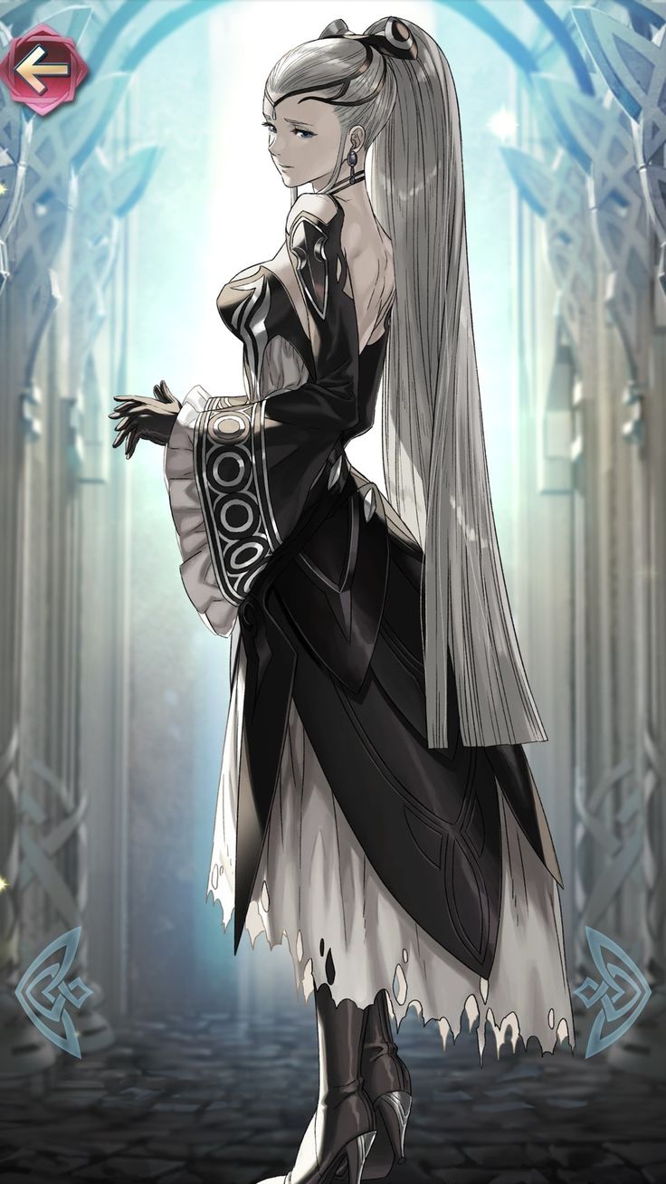 dress earrings eir_(fire_emblem) fire_emblem gloves highres jewelry long_hair long_sleeves nintendo ponytail white_hair