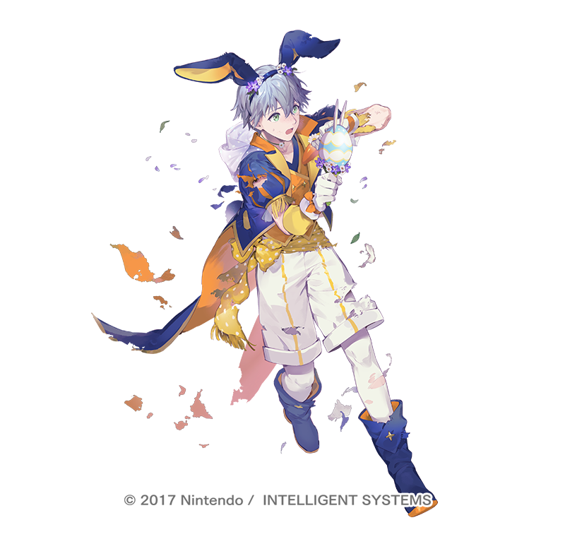1boy animal_ear_hairband animal_ears ashe_ubert ashe_ubert_(spring) blue_boots blue_hair blue_hairband blue_jacket boots easter easter_egg egg fake_animal_ears fire_emblem fire_emblem:_three_houses fire_emblem_heroes full_body gloves green_eyes hairband holding holding_weapon jacket looking_at_viewer male_focus nintendo official_alternate_costume official_art orange_vest pants pantyhose rabbit_ear_hairband rabbit_ears short_hair shorts simple_background solo standing suzuki_iori torn_clothes vest weapon white_background white_gloves white_pantyhose white_shorts