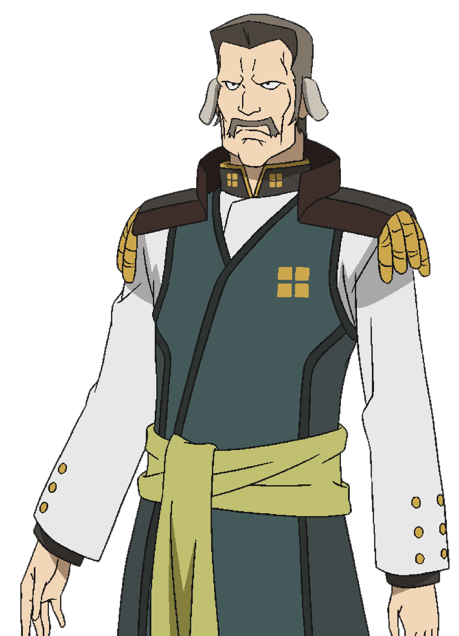 1boy absurdres animal_ears aquaplus black_gloves bokoinante brown_hair closed_mouth cowboy_shot facial_hair gloves highres long_sleeves musctache nakata_masahiko official_art solo standing transparent_background utawarerumono utawarerumono:_futari_no_hakuoro utawarerumono:_itsuwari_no_kamen white_fox_(company)
