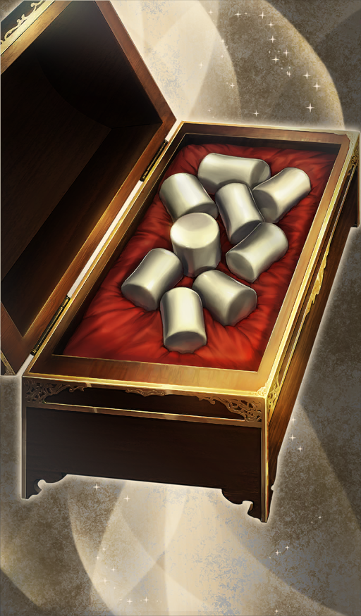 box brown_background chocolate_lady_no_karasawagi commentary cylinder fate/grand_order fate_(series) in_box in_container lasengle no_humans object_focus official_art sparkle third-party_source