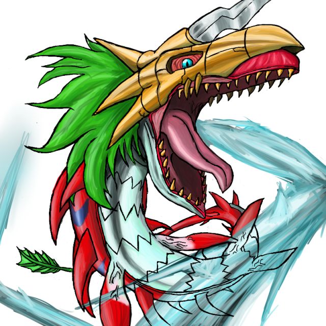 digimon digimon_(creature) dragon horns megaseadramon no_humans sharp_teeth single_horn solo teeth