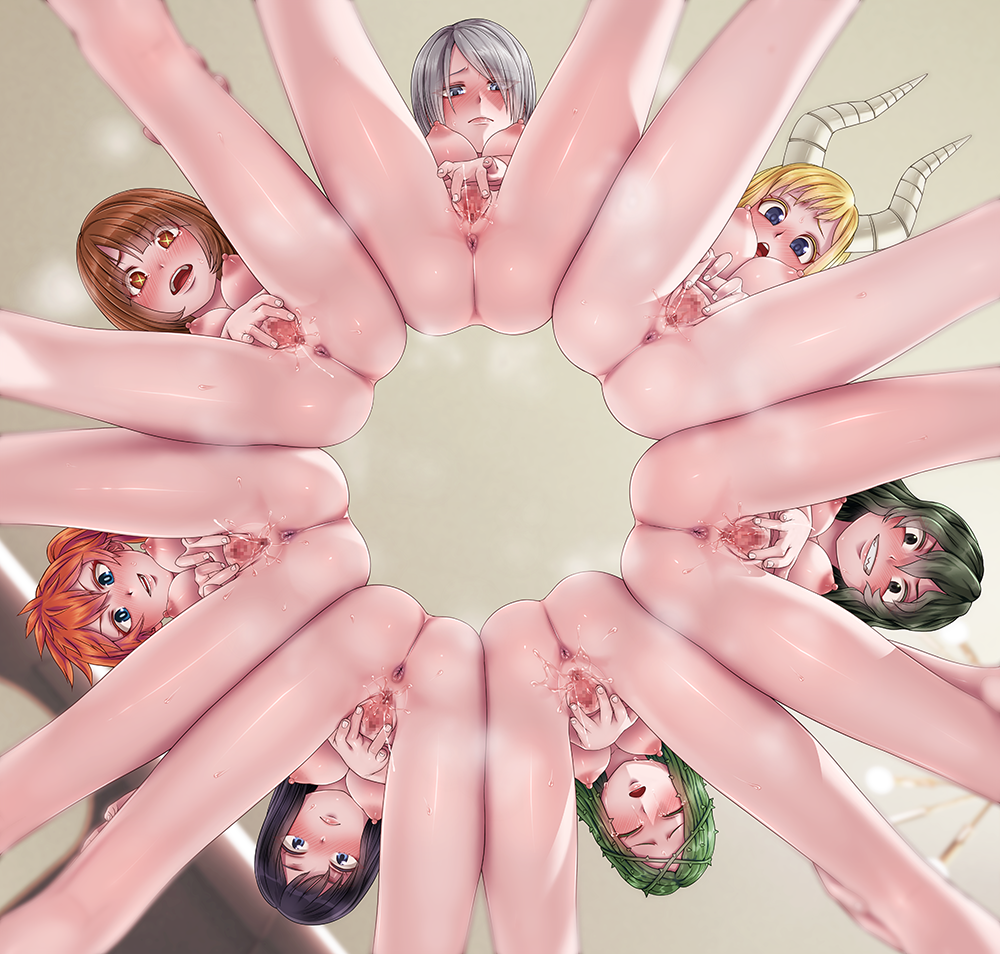 6+girls :o anus ass-to-ass black_hair blonde_hair blue_eyes blunt_bangs blush boku_no_hero_academia breasts brown_hair censored circle_formation closed_eyes closed_mouth commentary_request completely_nude from_below frown furrowed_brow green_hair grey_hair hair_over_one_eye horns indoors kendou_itsuka kneepits kodai_yui komori_kinoko large_breasts long_hair looking_at_viewer looking_up moaning mosaic_censoring multiple_girls nakanocchi nipples nude open_mouth orange_hair paid_reward_available plant plant_hair pussy shiozaki_ibara short_hair spread_pussy symbol-shaped_pupils tokage_setsuna tsunotori_pony variant_set vines x-shaped_pupils yanagi_reiko
