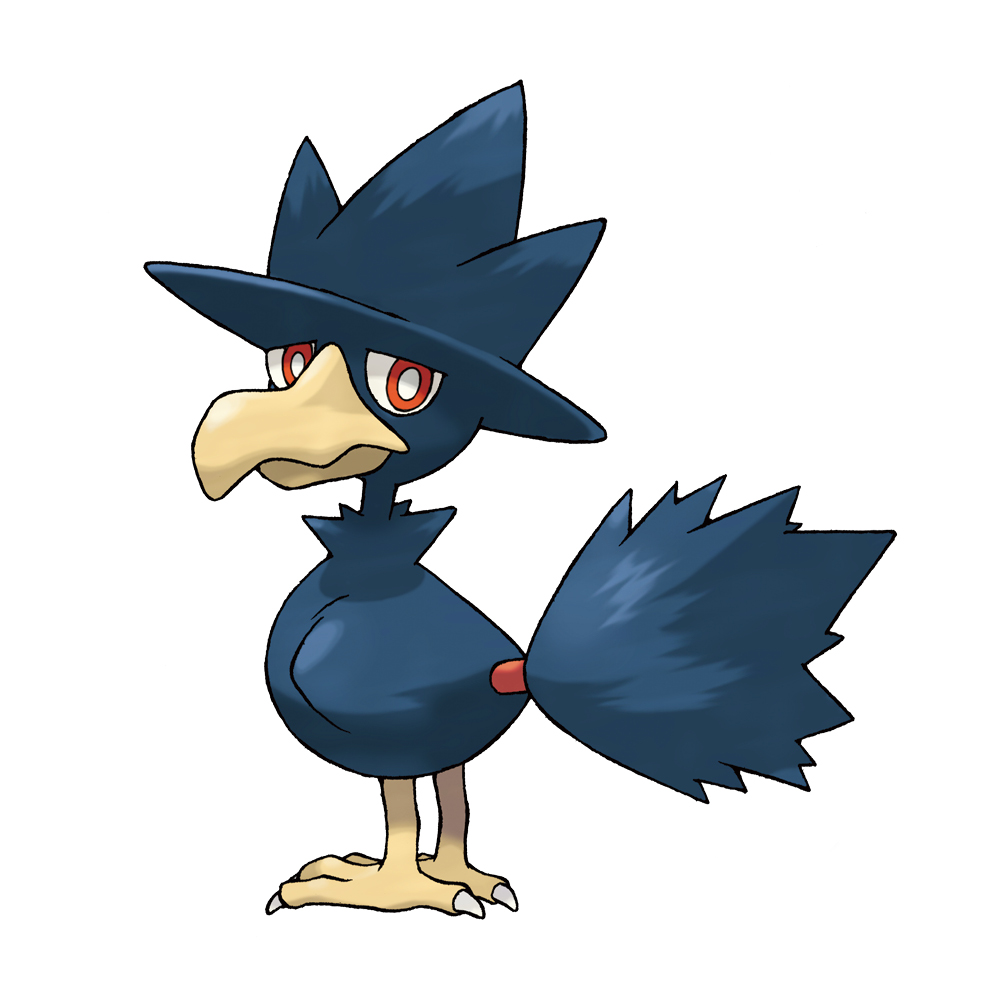 animal_focus bird bright_pupils closed_mouth full_body gen_2_pokemon murkrow nintendo no_humans official_art pokemon pokemon_(creature) pokemon_focus pokemon_frlg red_eyes simple_background solo sugimori_ken third-party_source white_background white_pupils