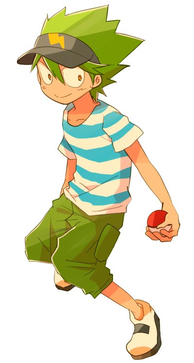 1boy arin-ko capri_pants cosplay elio_(pokemon) elio_(pokemon)_(cosplay) green_hair holding holding_poke_ball kameyama_tokusa male_focus nintendo orange_eyes pants poke_ball poke_ball_(basic) pokemon pokemon_sm shirt short_hair simple_background smile solo spiked_hair striped_clothes striped_shirt t-shirt tan tenkai_knights visor_cap white_background you_(pokemon_sm)_(cosplay)