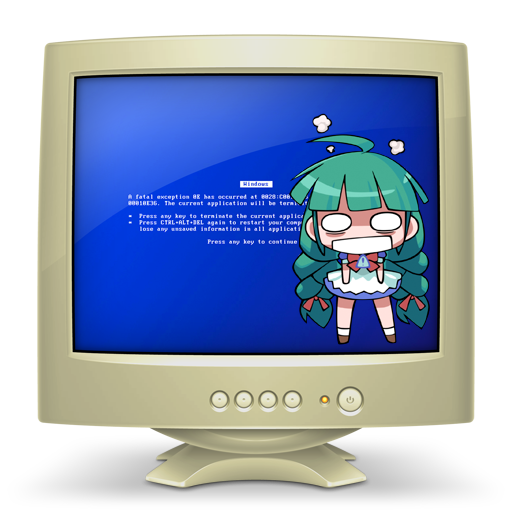 1girl ahoge blue_screen_of_death chibi computer confused crt female_focus me-tan microsoft_windows monitor o_o os-tan screen solo thighhighs windows_classic windows_me