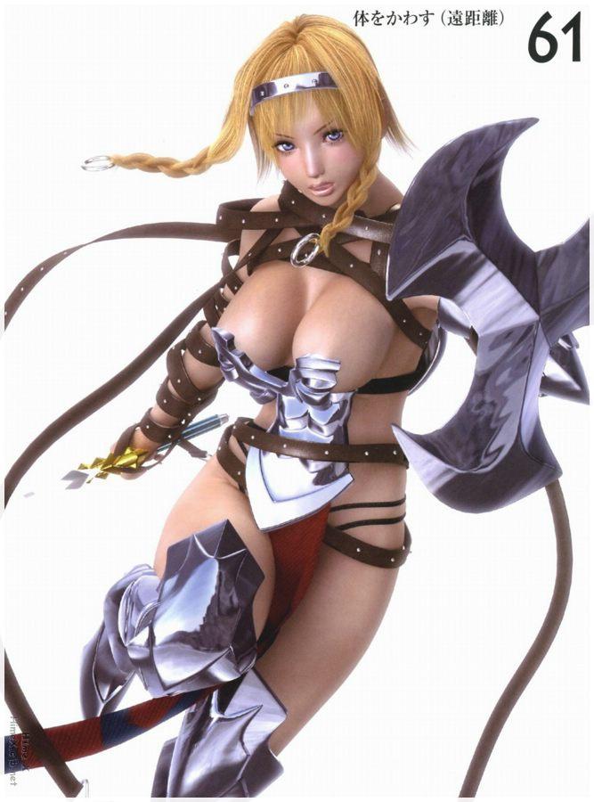 1girl 3d breasts cowboy_shot female_focus leina m-rs panties queen&#039;s_blade running solo underwear white_background