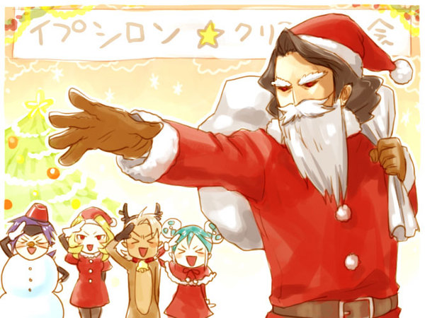 christmas crypto dezarm etinop inazuma_eleven inazuma_eleven_(series) maquia metron_(inazuma_eleven) mutou_satoshi saginuma_osamu santa_costume segata_ryuuichiro sumeragi_maki zel