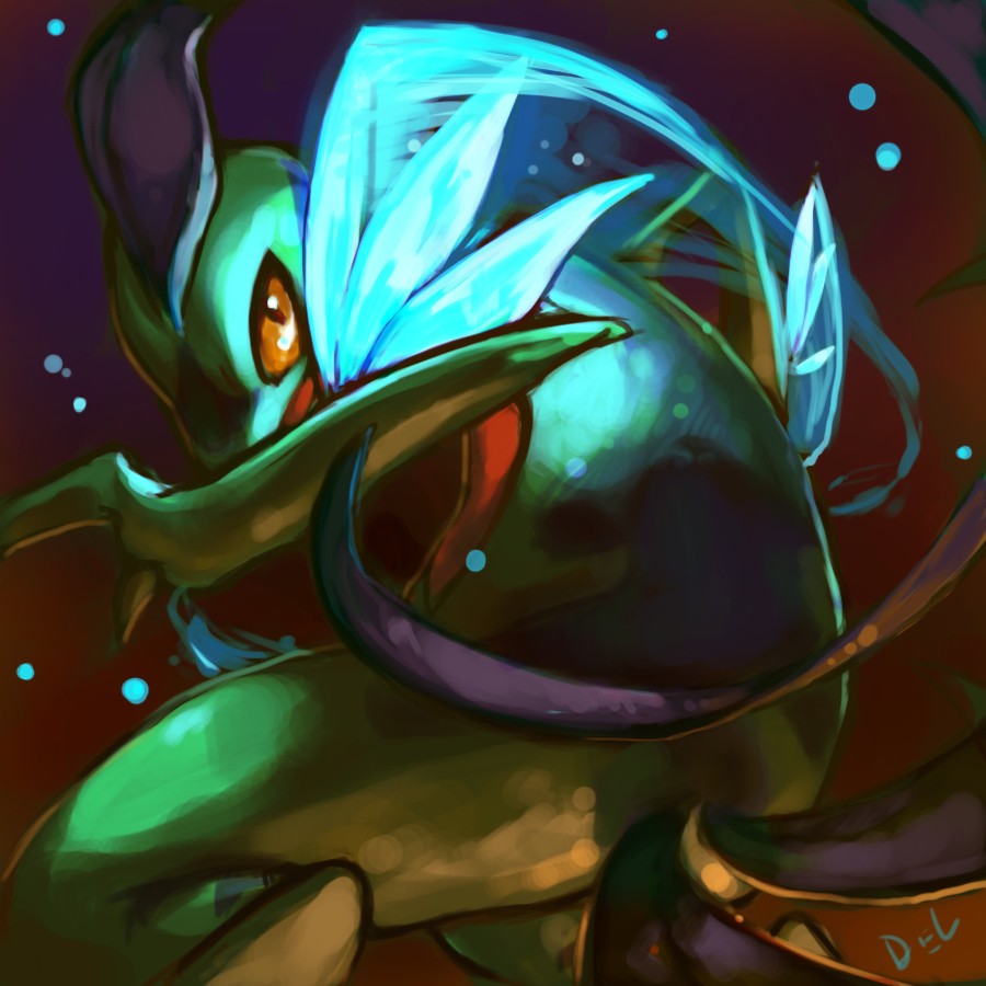delano-laramie gen_3_pokemon glowing grovyle nintendo no_humans pokemon pokemon_(creature) solo