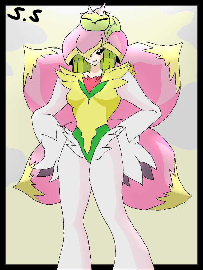 budmon digimon digimon_(creature) fairy fang flower lilamon monster_girl petals plant_girl spikes