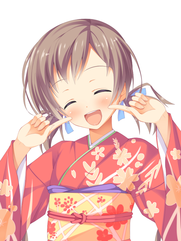 10s 1girl aomi_isara asa_no_ha_(awayuki) brown_hair female_focus japanese_clothes kimono koi_to_senkyo_to_chocolate short_hair solo