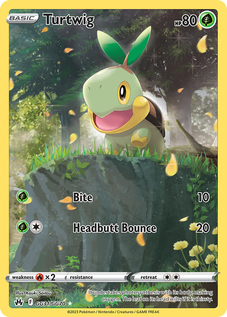 animal_focus artist_name brown_eyes card_(medium) character_name colored_sclera company_name copyright_name copyright_notice english_text flower gen_4_pokemon grass leaf nintendo no_humans nostrils official_art open_mouth outdoors pokemon pokemon_(creature) pokemon_card pokemon_focus pokemon_tcg saitou_kouki solo sparkle third-party_source trading_card tree turtwig yellow_sclera