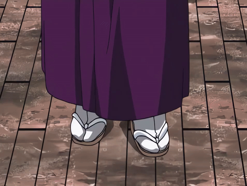 1girl 2004 animated animated_gif anime_screenshot beads bible_black bible_black_new_testament breasts large_breasts mature_female monk purple_eyes religious robe sakura_tree sandals shin_bible_black smile tagme takashiro_hiroko tree veil