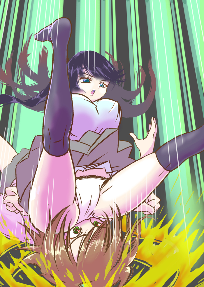 2girls artist_request catfight multiple_girls original ryona tagme wrestling yuri