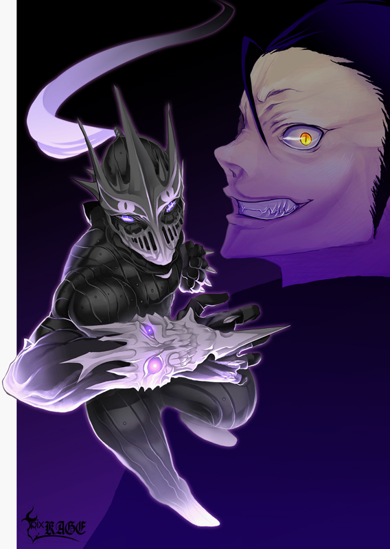 2boys armor char male_focus mask monster multiple_boys pixiv pixiv_shadow