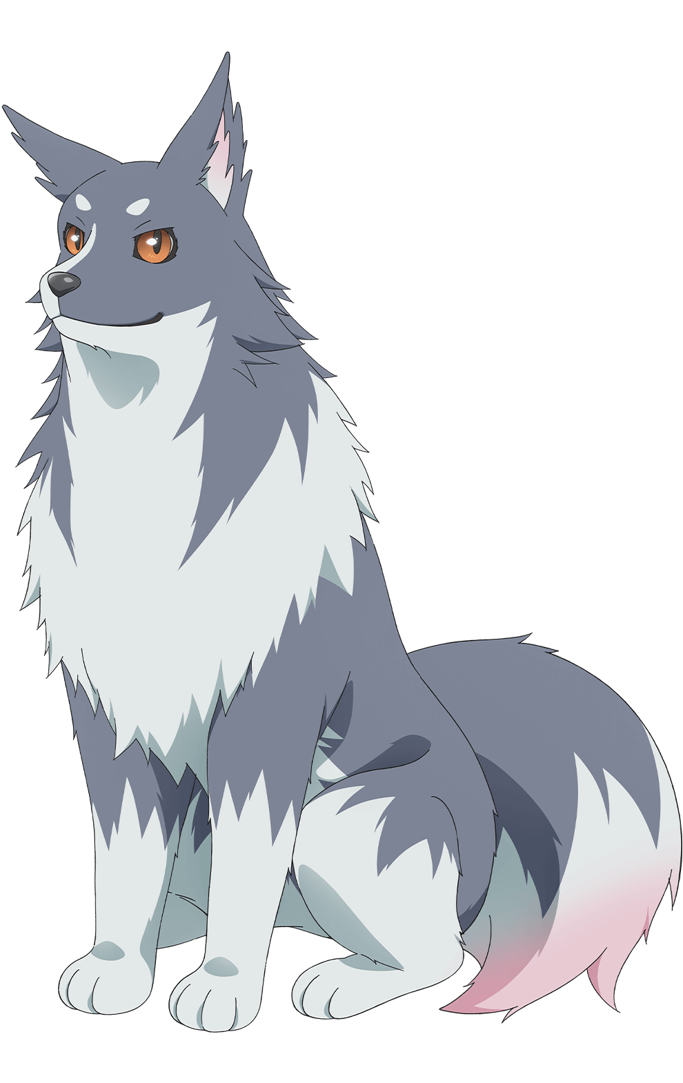 animal_focus full_body genjitsu_no_yohane highres lailaps_(genjitsu_no_yohane) looking_at_viewer love_live! love_live!_sunshine!! no_humans official_art orange_eyes simple_background sitting smile solo tachi-e transparent_background wolf