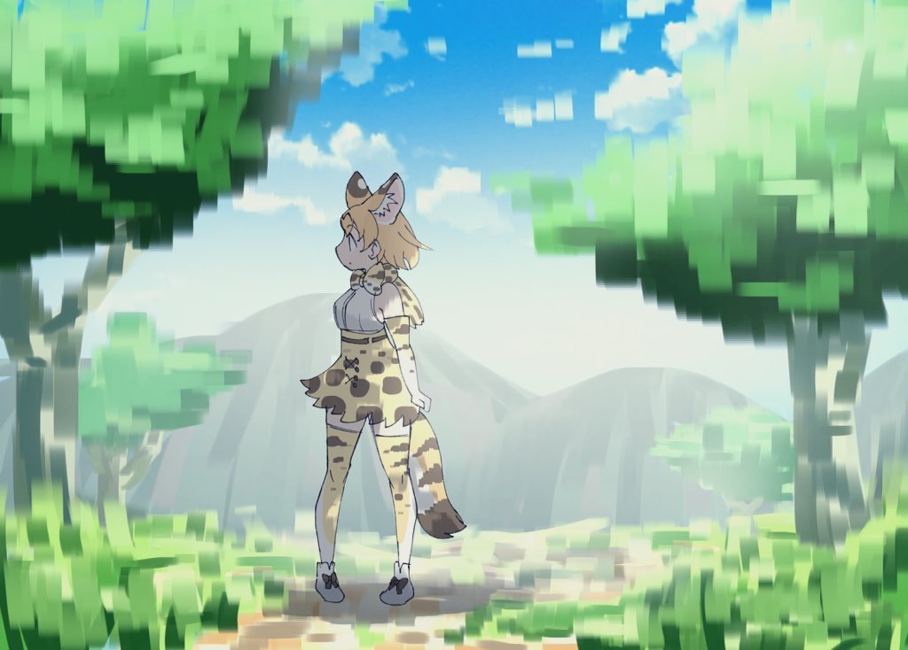 animal_ears cats_yone gloves kemono_friends necktie serval_(kemono_friends) shirt skirt tail