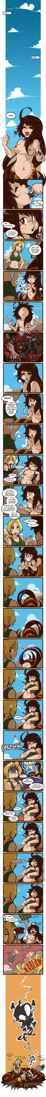 absurdres bat breasts cloud english_text felarya garnet_(felarya) ground_shatter heart highres jora military_vehicle motor_vehicle navel ponytail scar skull smile smoke stick stuffed_mouth tank vore vore_sex worried