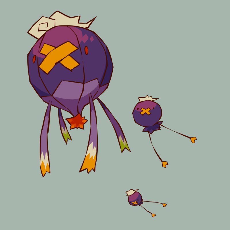 drifblim drifloon edarow full_body game_freak gen_4_pokemon grey_background nintendo no_humans pokemon pokemon_(creature) simple_background