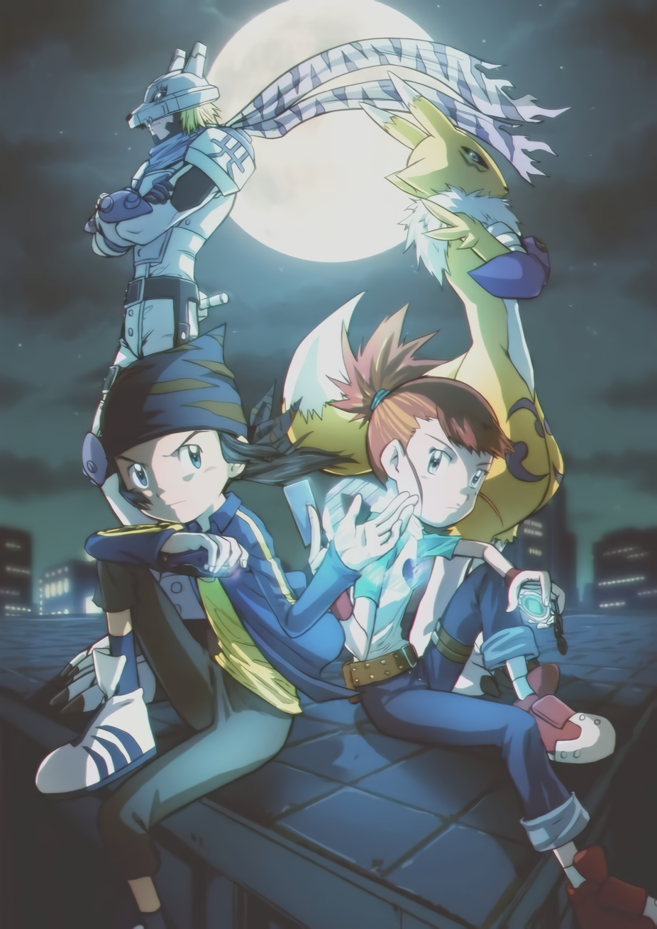 digimon digimon_frontier digimon_tamers highres makino_ruki minamoto_kouji renamon tagme wolfmon
