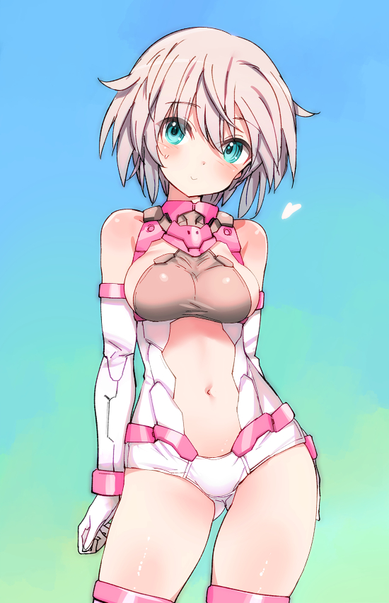 1girl 30_minutes_sisters blue_background blue_eyes breasts closed_mouth clothing_cutout commentary_request cowboy_shot elbow_gloves gloves gluteal_fold gradient_background green_background grey_hair impossible_clothes impossible_leotard leotard looking_at_viewer medium_breasts navel official_alternate_costume pink_trim rishetta_(30ms) shimada_fumikane short_hair sideboob simple_background solo stomach_cutout thighs white_gloves white_leotard