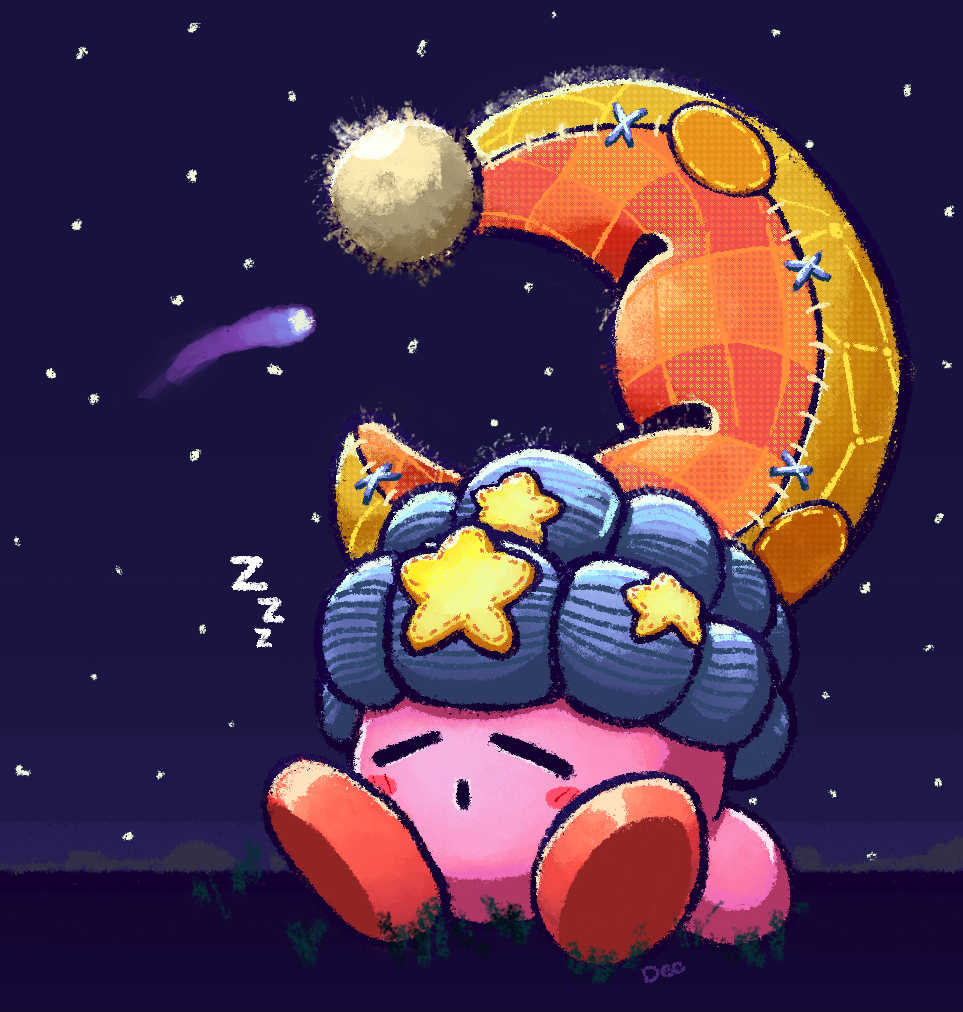 closed_eyes copy_ability deefighter2739 deep_sleep_kirby kirby kirby_(series) kirby_and_the_forgotten_land nintendo open_mouth sleep_kirby sleeping tumblr_username zzz