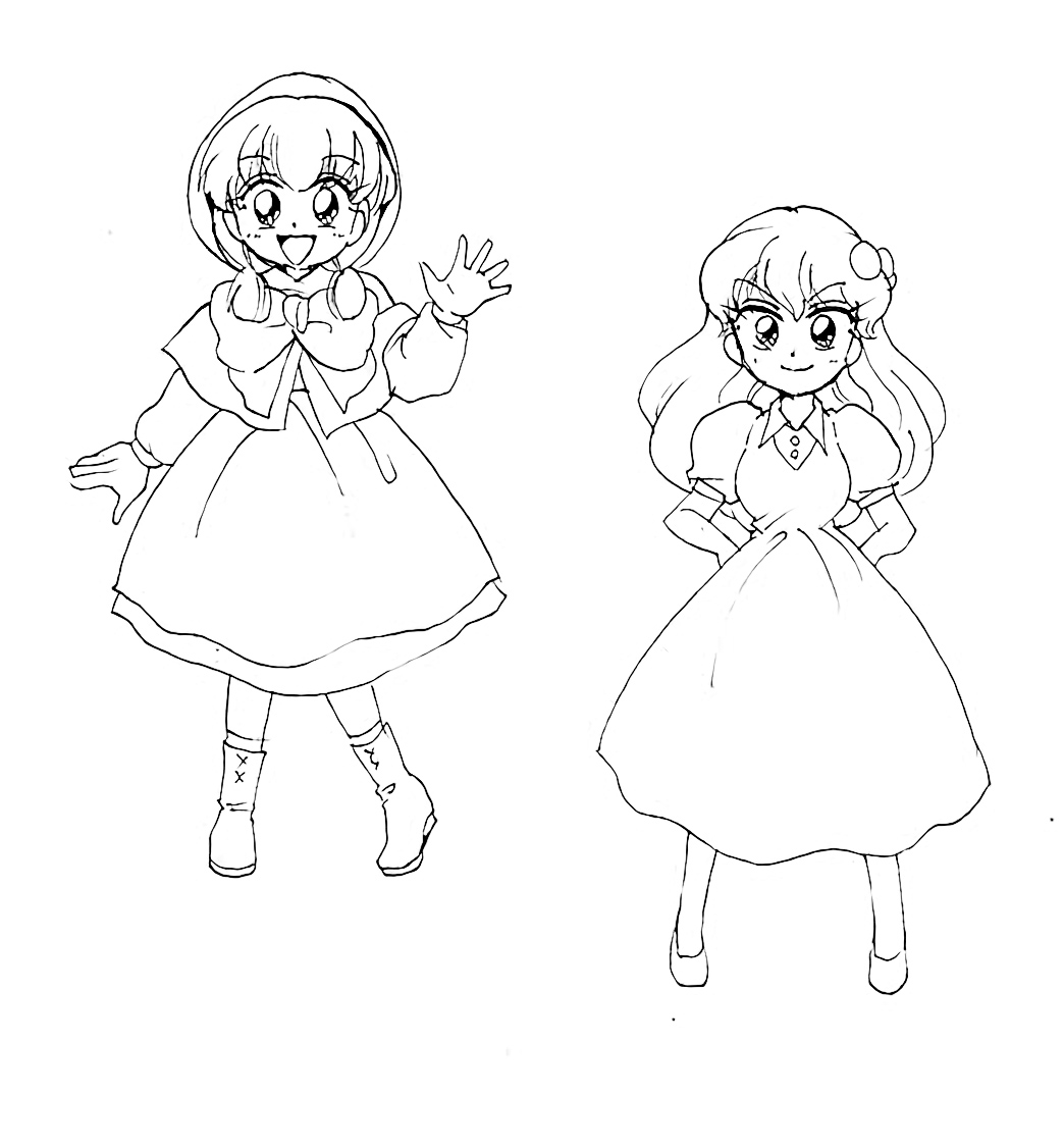 1990s_(style) akazukin_chacha chacha marin_(marine-sky-earth) retro_artstyle sketch standing tagme