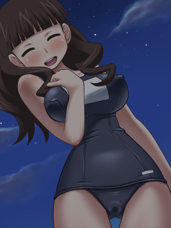 1girl awa brown_hair mitsudomoe_(manga) sugisaki_marina swimsuit tagme