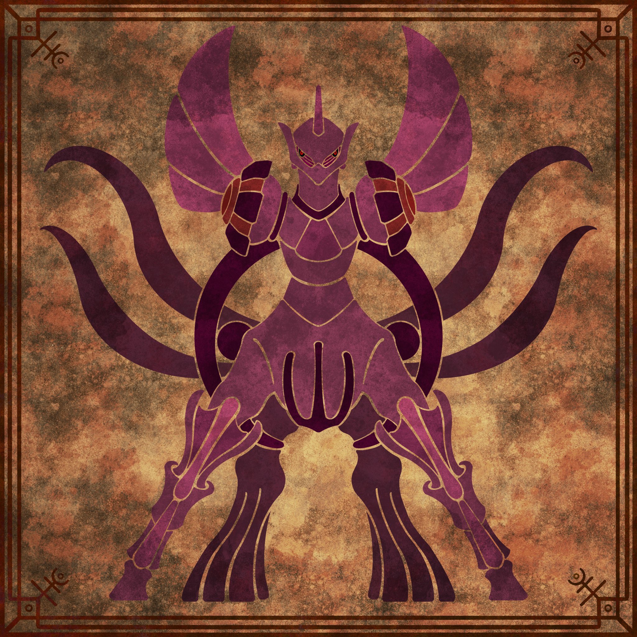armor centaur crest gen_4_pokemon highres hooves kutinawa_ttt legendary_pokemon nintendo palkia palkia_(origin) pokemon pokemon_(creature) ribbon shoulder_armor stylistic tail tail_ornament tail_ribbon taur texture wings
