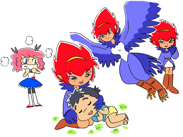 angry anna_(legendz) claws harpy harpy_(legendz) legendz meg_sprinkle monster_girl red_eyes shuzo_matsutani wings