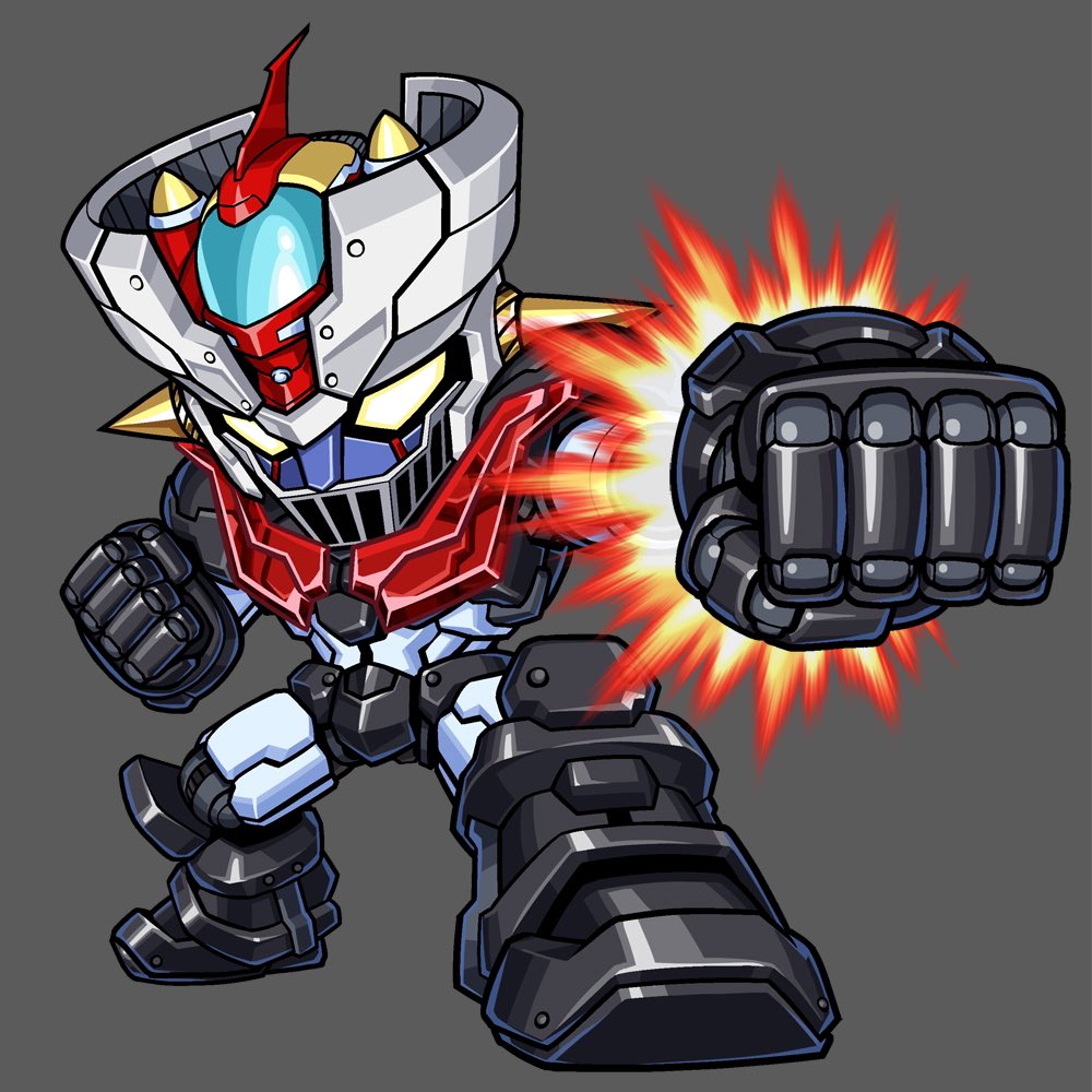 armor clenched_hand copyright_name fujisawa_naoyuki full_armor mazinger_(series) mazinger_z mazinger_z_(mecha) mecha mecha_focus no_humans robot rocket_punch science_fiction solo_focus super_robot