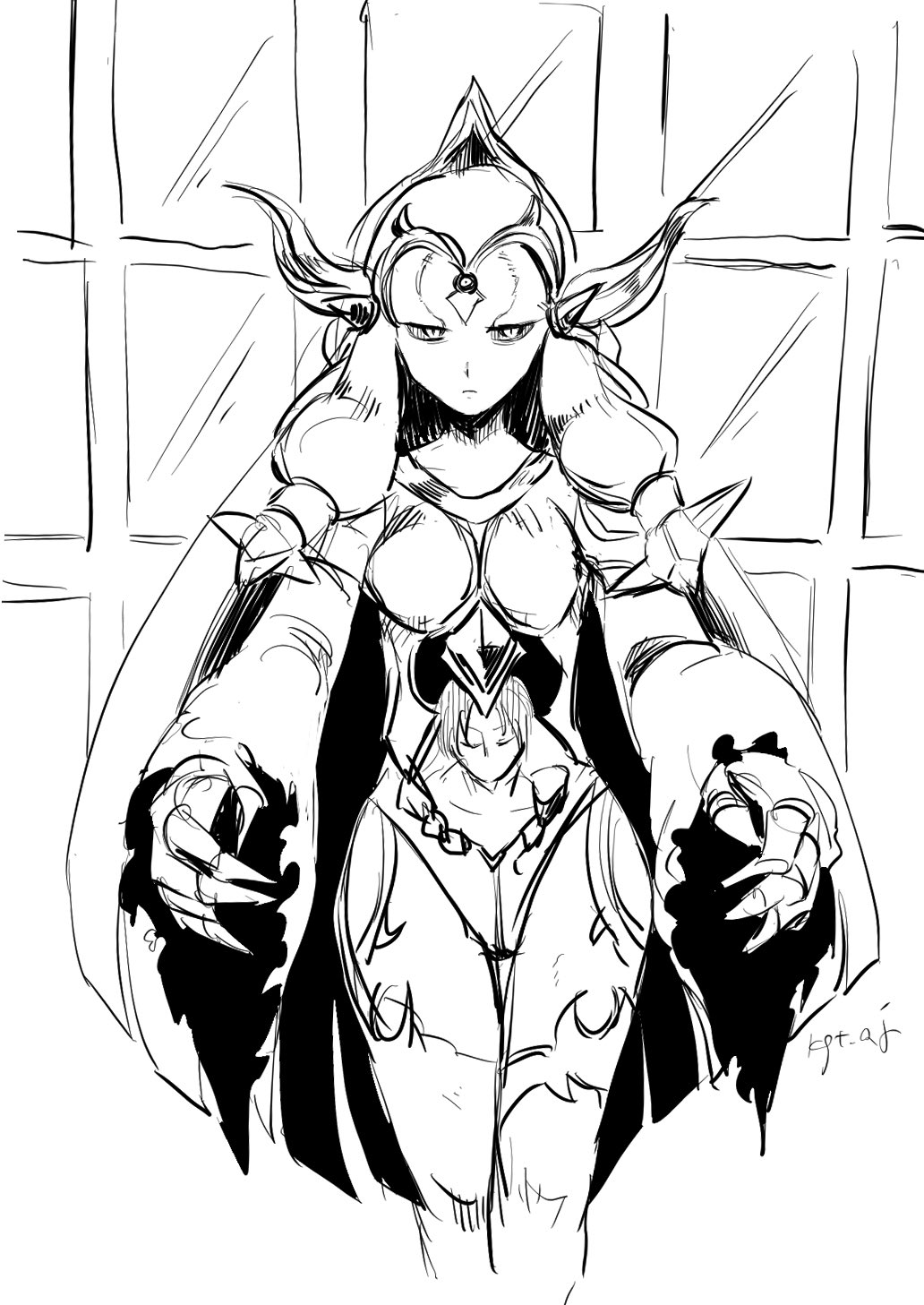 1girl grimms_notes kgt_aj mirror_plate_fiend_(grimms_notes) monster_girl solo
