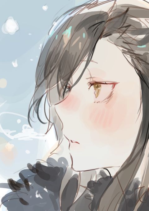 1boy black_hair blush brown_eyes crossdressing crossdressing_(mtf) hair_over_one_eye kuzuvine looking_to_the_side natsuki_subaru natsumi_schwarz non-web_source portrait re:zero_kara_hajimeru_isekai_seikatsu sketch solo trap