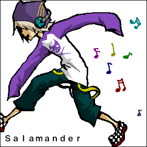 1boy artist_name beanie belphegor_(katekyo) belphegor_(reborn) cat curly_hair dancing grey_hair grin hair_over_eyes hat headset katekyo_hitman_reborn! laughing long_hair lowres luka male_focus manly marching music musical_note non-web_source polka_dot raglan_sleeves salamander_(jonbonjovi82) shirt shorts simple_background singing smile smirk solo source_request t-shirt uniform walking white_background