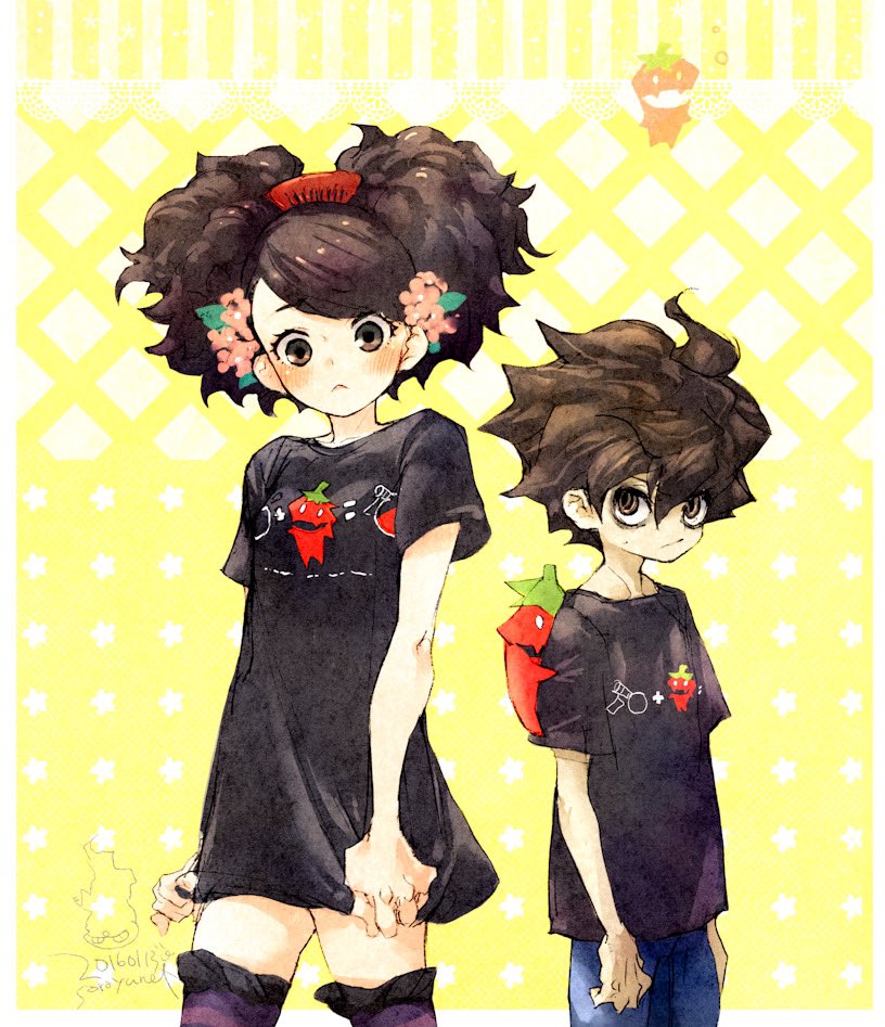 1boy 1girl blush embarrassed kisuke momohime oboro_muramasa shirt u_emmm