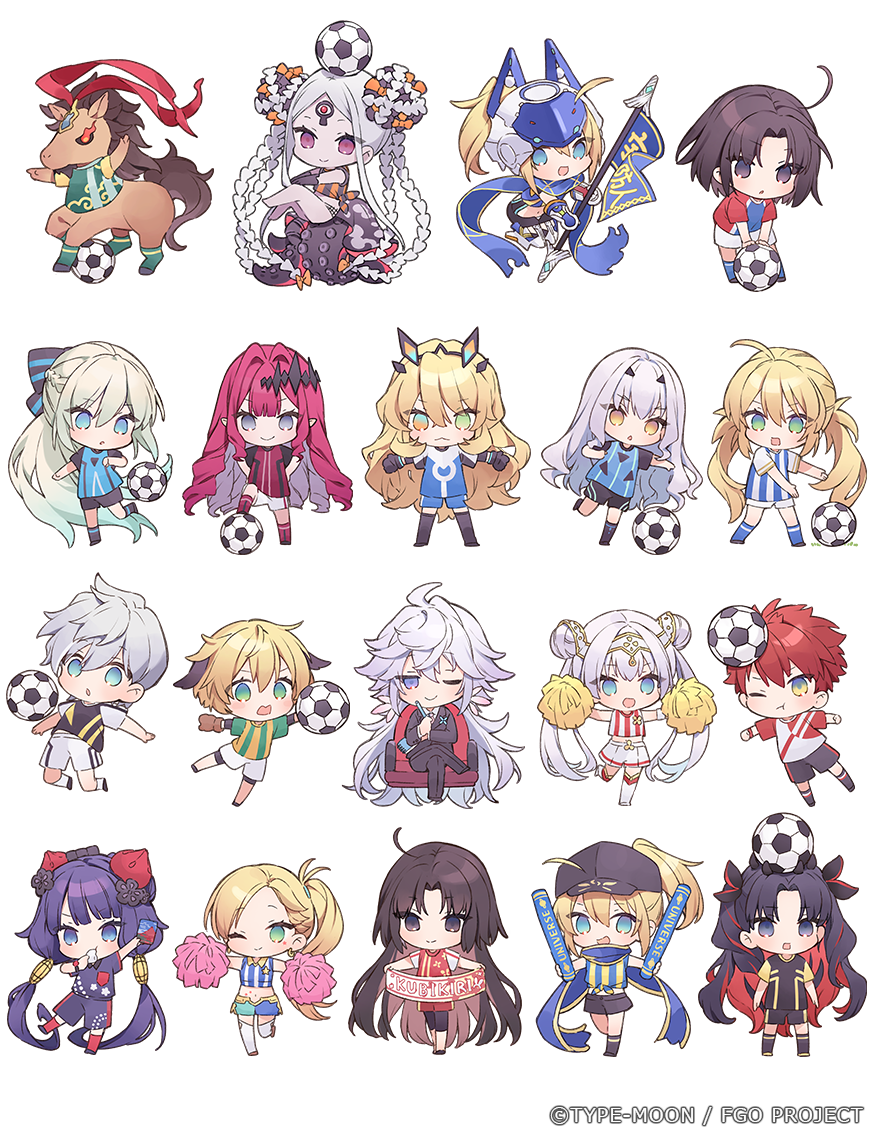 4boys 6+girls abigail_williams_(fate) abigail_williams_(swimsuit_foreigner)_(fate) ahoge animal_ears armor artoria_caster_(fate) artoria_pendragon_(fate) ball baobhan_sith_(fate) barghest_(fate) black_eyes black_gloves black_hair black_shirt blonde_hair blue_eyes blue_hair britomart_(fate) calamity_jane_(fate) emiya_shirou fate/dream_striker fate/grand_order fate_(series) flag gareth_(fate) gloves green_eyes grey_eyes hanagata heterochromia holding holding_flag holding_pom_poms horse horse_ears ishtar_(fate) katsushika_hokusai_(fate) kneehighs long_hair melusine_(fate) merlin_(fate) morgan_le_fay_(fate) multicolored_hair multiple_boys multiple_girls mysterious_heroine_x_(fate) mysterious_heroine_xx_(fate) official_art percival_(fate) pom_pom_(cheerleading) pom_poms purple_eyes purple_hair purple_shirt red_hair red_hare_(fate) red_shirt ryougi_shiki ryougi_shiki_(third_ascension) senji_muramasa_(fate) shirt short_hair shorts soccer_ball soccer_uniform socks space_ishtar_(fate) sportswear striped_clothes tentacles white_hair yellow_eyes