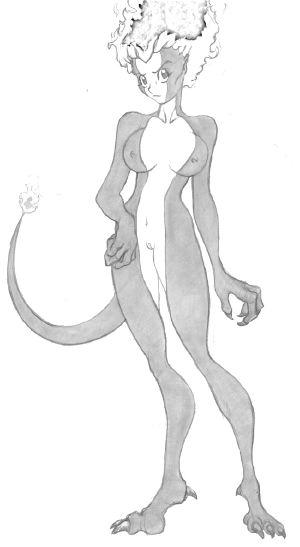 1girl charmeleon claws fire gen_1_pokemon hand_drawn monster_girl nintendo pokemon tail
