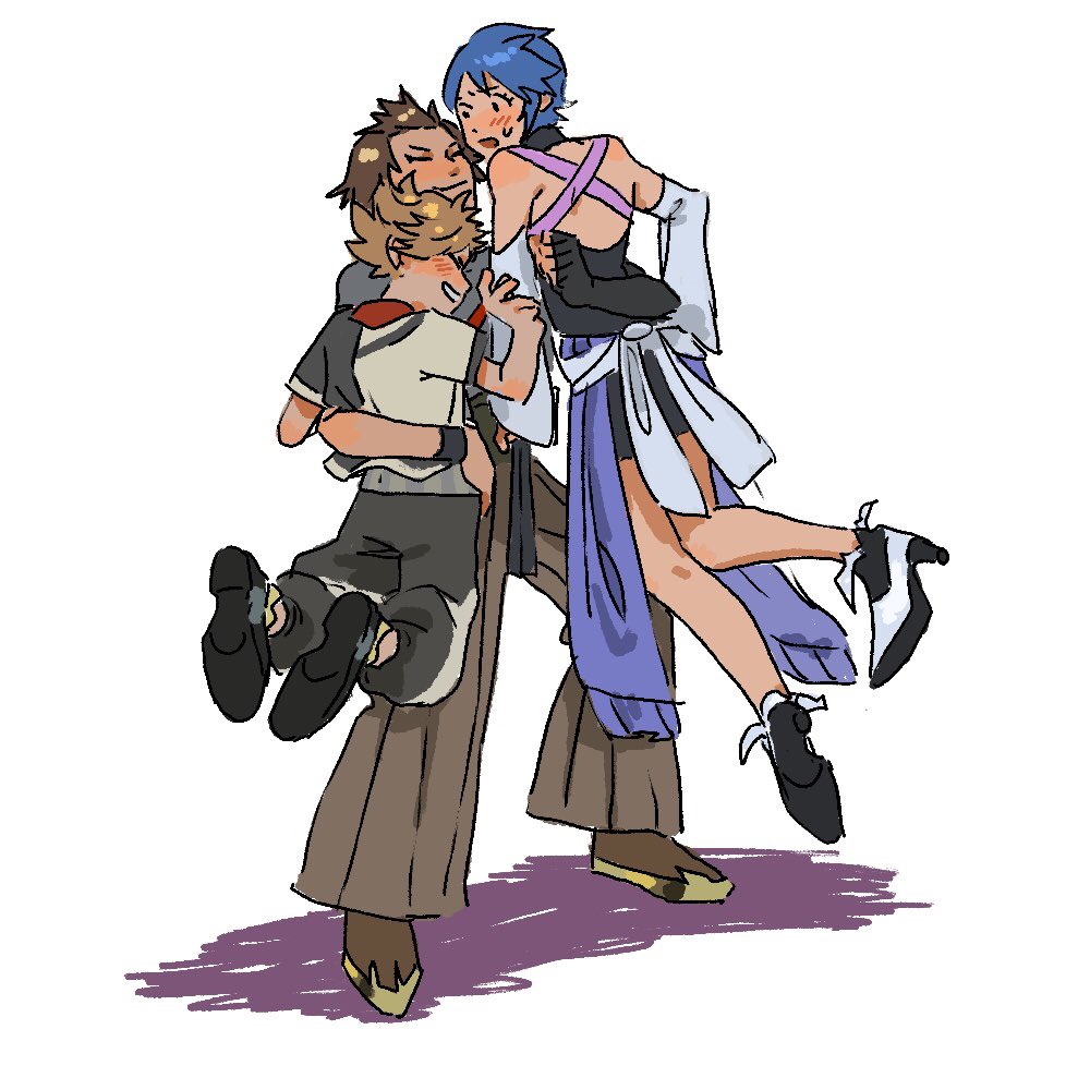1girl 2boys aqua_(kingdom_hearts) arm_around_waist blonde_hair blue_hair blush brown_hair carrying carrying_multiple_people carrying_person chest_strap closed_eyes fingerless_gloves gloves happy kingdom_hearts kingdom_hearts_birth_by_sleep lalalalife15 multiple_boys open_mouth short_hair smile sweatdrop terra_(kingdom_hearts) ventus_(kingdom_hearts)