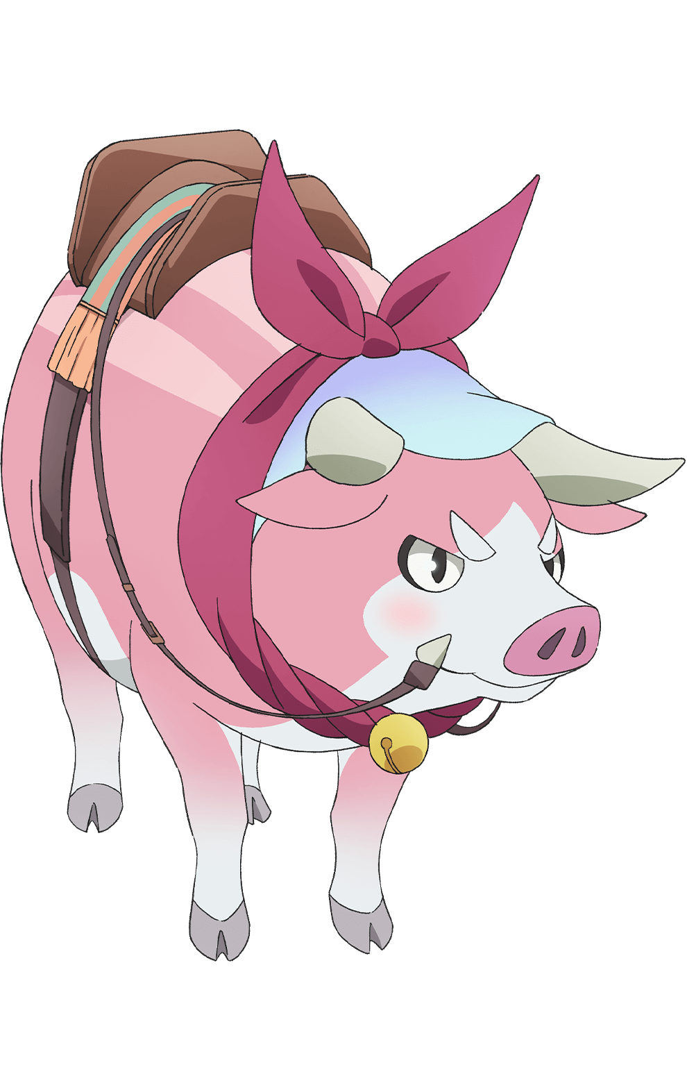 animal_focus bell boar closed_mouth full_body genjitsu_no_yohane highres love_live! love_live!_sunshine!! neck_bell no_humans official_art saddle shishinoshin_(genjitsu_no_yohane) simple_background solo transparent_background v-shaped_eyebrows