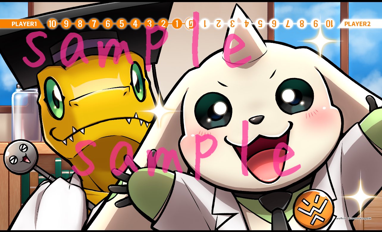 agumon_hakase blush digimon digimon_(creature) horns mamemon necktie open_mouth smile terriermon_assistant