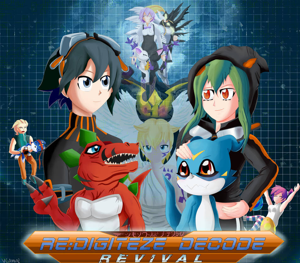 bikini bikini_top_only blacktailmon breasts digimon digimon_world_re:digitize digimon_world_re:digitize_decode digitama egg gaomon goggles goggles_around_neck hood hoodie lucemon lucemon_satan_mode mastemon mikagura_mirei nicolai_petrov rindou_akiho shinomiya_rina tailmon tyranomon v-mon wings