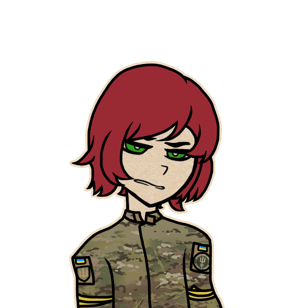 1boy androgynous armband camouflage camouflage_jacket clenched_teeth commission commissioner_upload green_eyes head_tilt international_legion_of_ukraine jacket kenneth_del_duca nemlei_(style) non-web_source open_collar original parody red_armband red_hair russo-ukrainian_war style_parody teeth that_cs_alfredo the_coffin_of_andy_and_leyley transparent transparent_background trap ukrainian_flag unsure