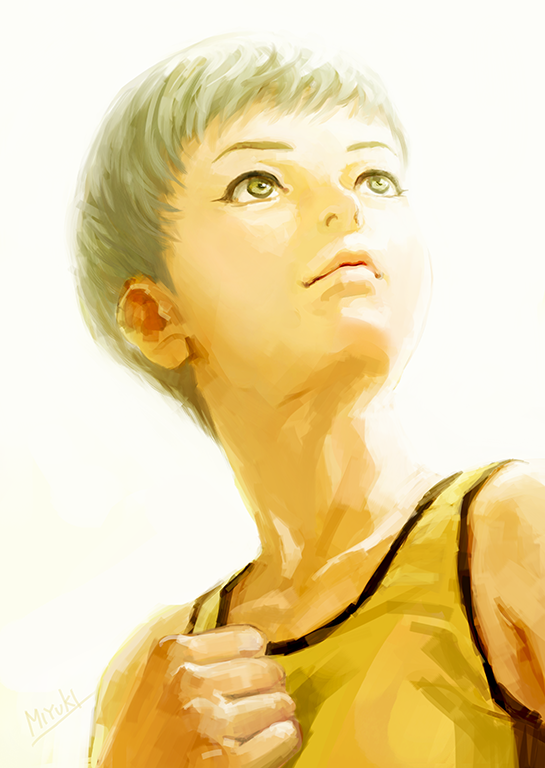10s 1girl androgynous bibirii blonde_hair female_focus green_eyes huang_pao-lin realistic short_hair solo tiger_&amp;_bunny