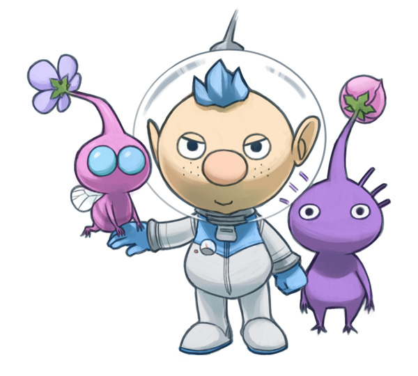 1boy alph_(pikmin) big_nose black_eyes blue_eyes blue_gloves blue_hair bud buttons clenched_hand closed_mouth colored_skin creature_on_hand determined freckles gauge gloves helmet insect_wings male_focus naru_(wish_field) nintendo no_mouth outstretched_arm pikmin_(creature) pikmin_(series) pink_skin purple_hair purple_pikmin purple_skin purple_skirt radio_antenna short_hair simple_background skirt smile solid_circle_eyes space_helmet spacesuit standing straight-on v-shaped_eyebrows very_short_hair whistle white_background winged_pikmin wings