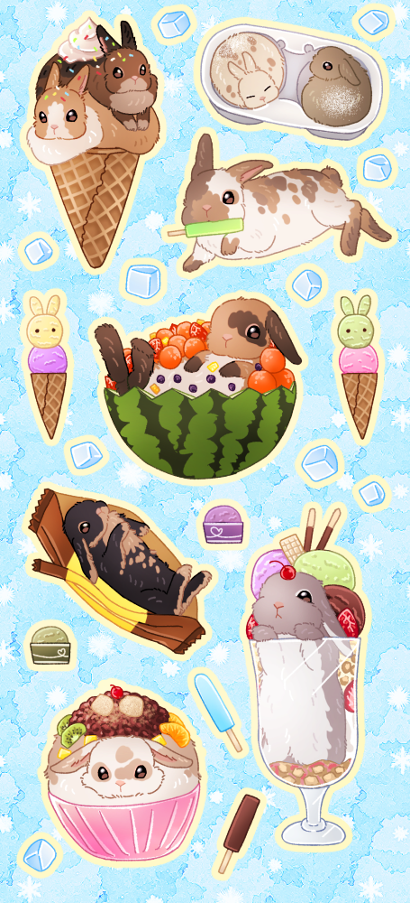 animal bird chocolate commentary dessert food food_focus fruit honto_pic ice_cream ice_cream_cone kiwi_(fruit) melon no_humans original parfait penguin sparrow strawberry watermelon