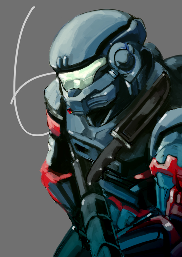 androgynous armor assault_rifle bullpup gender_request gun halo:_reach halo_(game) halo_(series) helmet k4m knife ma5 male_focus power_armor power_suit rifle science_fiction simple_background solo spartan spartan-b312 spartan_(halo) weapon