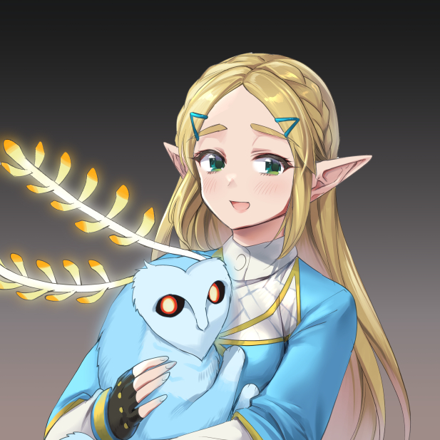 1girl animal blonde_hair blupee braid breasts commentary_request crown_braid fingerless_gloves gloves green_eyes greyscale hair_ornament hairclip holding holding_animal long_hair monbetsu_kuniharu monochrome nintendo pointy_ears princess_zelda small_breasts solo the_legend_of_zelda the_legend_of_zelda:_breath_of_the_wild upper_body