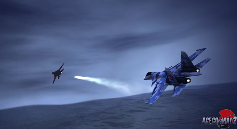 3d ace_combat ace_combat_2 aerial_battle afterburner aircraft airplane bandai_namco battle cloud cloudy_sky dogfight emblem f-14_tomcat fighter_jet logo military military_vehicle missile namco no_humans ocean scarface_1 sky su-35 vehicle_focus water